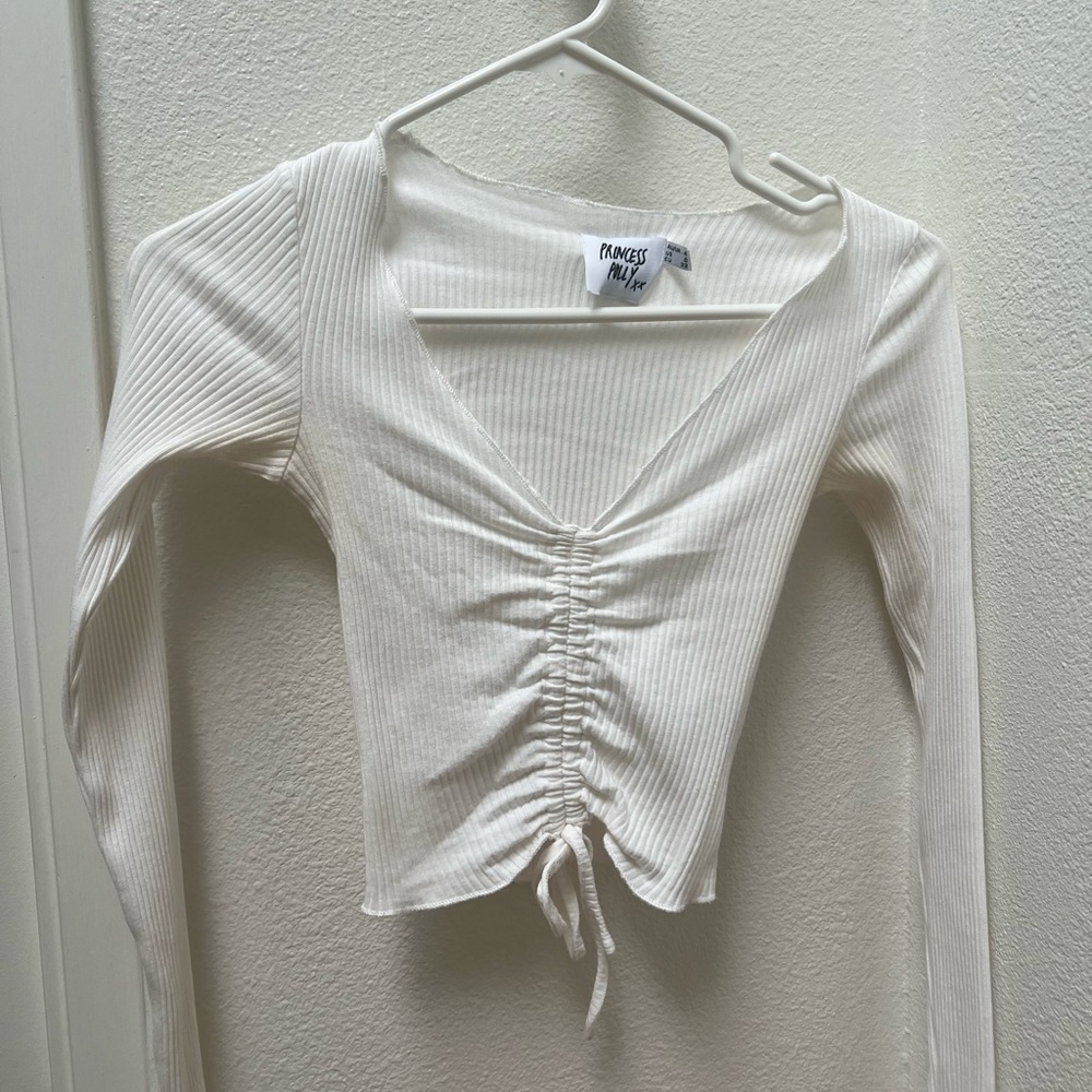 Princess Polly White Ruched V-Neck Top